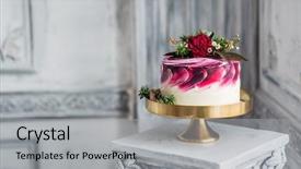  Presentation with cake - Theme with wedding cake background and a light gray colored foreground