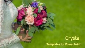  Presentation with wedding calla lily - Presentation design having wedding calla lily - bouquet in the hands background and a tawny brown colored foreground