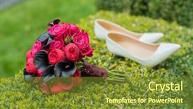  Presentation with indian bridal wear - Presentation design consisting of wedding calla lily - bridal bouquet and shoes background and a tawny brown colored foreground