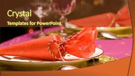  Presentation with dinner - PPT theme featuring wedding candles - luxury table set background and a tawny brown colored foreground