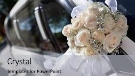 Presentation with flower wedding - Beautiful PPT theme featuring wedding car decorated with flower backdrop and a light gray colored foreground