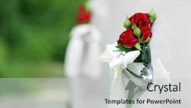  Presentation with golden car - Presentation theme consisting of wedding car decorated with flowers background and a light gray colored foreground