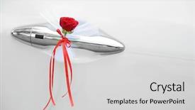  Presentation with golden wedding - Presentation theme enhanced with wedding car decorated with flowers background and a light gray colored foreground