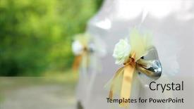  Presentation with wedding - PPT theme consisting of wedding car decorated with flowers background and a mint green colored foreground