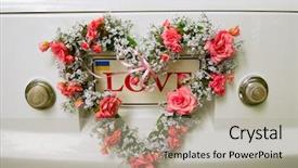  Presentation with decoration - Slides with wedding car decoration close-up background and a light gray colored foreground