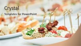  Presentation with catering - Amazing PPT theme having wedding catering event - delicious appetizer close-up backdrop and a lemonade colored foreground