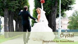  Presentation with plantillas join hands - Beautiful PPT theme featuring wedding celebration - bride and groom is running backdrop and a soft green colored foreground