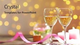  Presentation with white candles - Beautiful theme featuring wedding celebration - glasses of wine white roses backdrop and a coral colored foreground