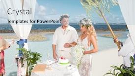  Presentation with tropical wedding - Beautiful presentation featuring wedding-ceremony-on-a-tropical backdrop and a light blue colored foreground