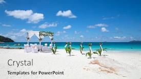  Presentation with beach wedding - Slide set having wedding-ceremony-on-the-famous background and a white colored foreground