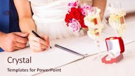  Presentation with ceremony - Presentation theme featuring wedding ceremony with wife background and a lemonade colored foreground