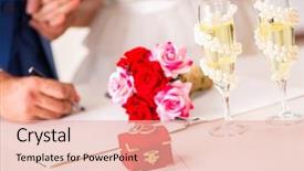  Presentation with ceremony - Beautiful slide set featuring wedding ceremony with wife backdrop and a lemonade colored foreground