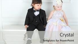  Presentation with black girl - Amazing PPT theme having wedding childhood - beautiful little girl in white backdrop and a  colored foreground