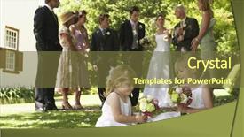  Presentation with welcome banners for guests - Beautiful PPT theme featuring wedding childhood - cute little bridesmaids holding bouquets backdrop and a tawny brown colored foreground