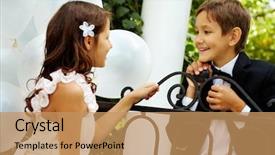  Presentation with bride and groom - Theme consisting of wedding childhood - portrait of boy groom background and a  colored foreground