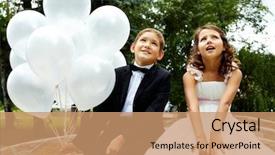  Presentation with bride and groom - Audience pleasing PPT theme consisting of wedding childhood - portrait of children bride backdrop and a coral colored foreground
