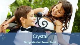  Presentation with bride - PPT theme enhanced with wedding childhood - portrait of girl bride looking background and a ocean colored foreground