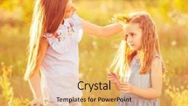  Presentation with weave - Cool new PPT layouts with wedding childhood - two little sisters weave wreaths backdrop and a coral colored foreground