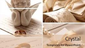  Presentation with wedding invitation - PPT theme enhanced with wedding collage background and a lemonade colored foreground