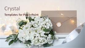  Presentation with white wedding - PPT theme with wedding-composition-with-white-flowers background and a lemonade colored foreground