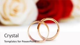  Presentation with golden wedding - Presentation having wedding concept with roses background and a sky blue colored foreground