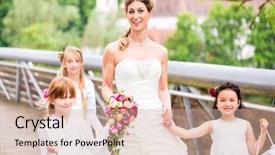  Presentation with flower wedding - Beautiful slide deck featuring wedding couple bride and groom backdrop and a soft green colored foreground