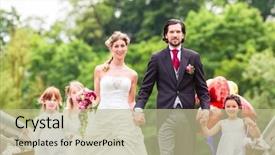  Presentation with flower wedding - Audience pleasing PPT theme consisting of wedding couple bride and groom backdrop and a mint green colored foreground