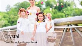  Presentation with flower wedding - Slides enhanced with wedding couple bride and groom background and a  colored foreground