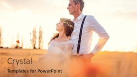  Presentation with bride - Beautiful PPT layouts featuring wedding-couple-bride-and-groom backdrop and a coral colored foreground