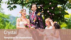  Presentation with flower wedding - Slide set consisting of wedding couple bride and groom background and a  colored foreground