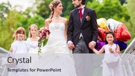  Presentation with flower wedding - Slide set enhanced with wedding couple bride and groom background and a light gray colored foreground