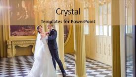  Presentation with wedding - PPT theme featuring wedding couple dancing in church background and a yellow colored foreground