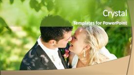  Presentation with wedding - Beautiful presentation theme featuring wedding couple hugging and kissing backdrop and a shamrock green colored foreground