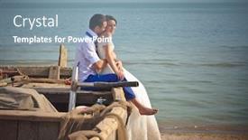  Presentation with beach wedding - Beautiful presentation theme featuring wedding couple in a boat on the beach backdrop and a mint green colored foreground