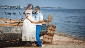  Presentation with beach wedding - Cool new presentation theme with wedding couple in a boat on the beach backdrop and a teal colored foreground