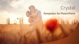  Presentation with romantic - Audience pleasing PPT layouts consisting of wedding-couple-kissing-in-romantic backdrop and a cream colored foreground