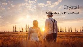  Presentation with country wedding - Theme having wedding-couple-looking background and a lemonade colored foreground