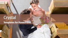  Presentation with marrying - Slide set with wedding couple marrying in church background and a coral colored foreground