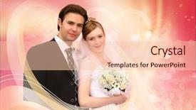  Presentation with pink wedding - Presentation theme enhanced with wedding couple pink collage background and a lemonade colored foreground
