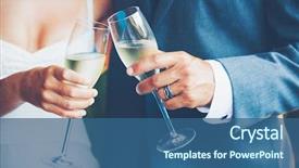  Presentation with wedding - PPT theme consisting of wedding couple toast background and a ocean colored foreground
