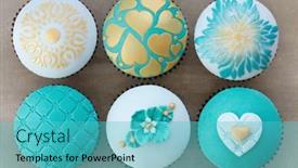  Presentation with teal - Beautiful presentation theme featuring wedding-cupcakes-decorated-with-teal backdrop and a teal colored foreground