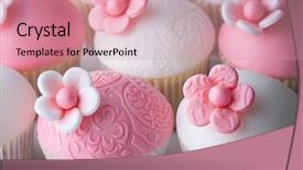  Presentation with pink wedding - Colorful presentation theme enhanced with wedding cupcakes backdrop and a coral colored foreground