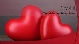  Presentation with red grey - Theme having wedding cupid - two decorative red hearts background and a violet colored foreground