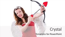  Presentation with valentine - Theme featuring wedding cupid - woman with bow in valentine background and a  colored foreground