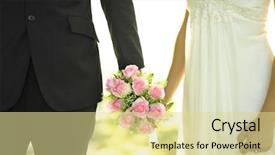  Presentation with flower wedding - Presentation theme with wedding day - outdoor bride and groom holding background and a blonde colored foreground