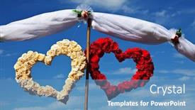  Presentation with decor - Colorful presentation design enhanced with wedding-decor backdrop and a teal colored foreground