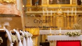  Presentation with wedding - Presentation enhanced with wedding-decoration-of-the-church and a gold colored foreground