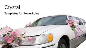  Presentation with automobile - Presentation theme having wedding decoration on the hood background and a white colored foreground