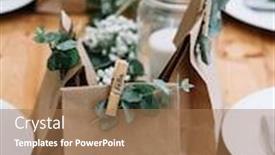  Presentation with venue - PPT theme having wedding decoration wedding venue with natural styling background and a coral colored foreground