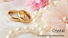  Presentation with wedding rings - Presentation featuring wedding decoration with flowers background and a lemonade colored foreground